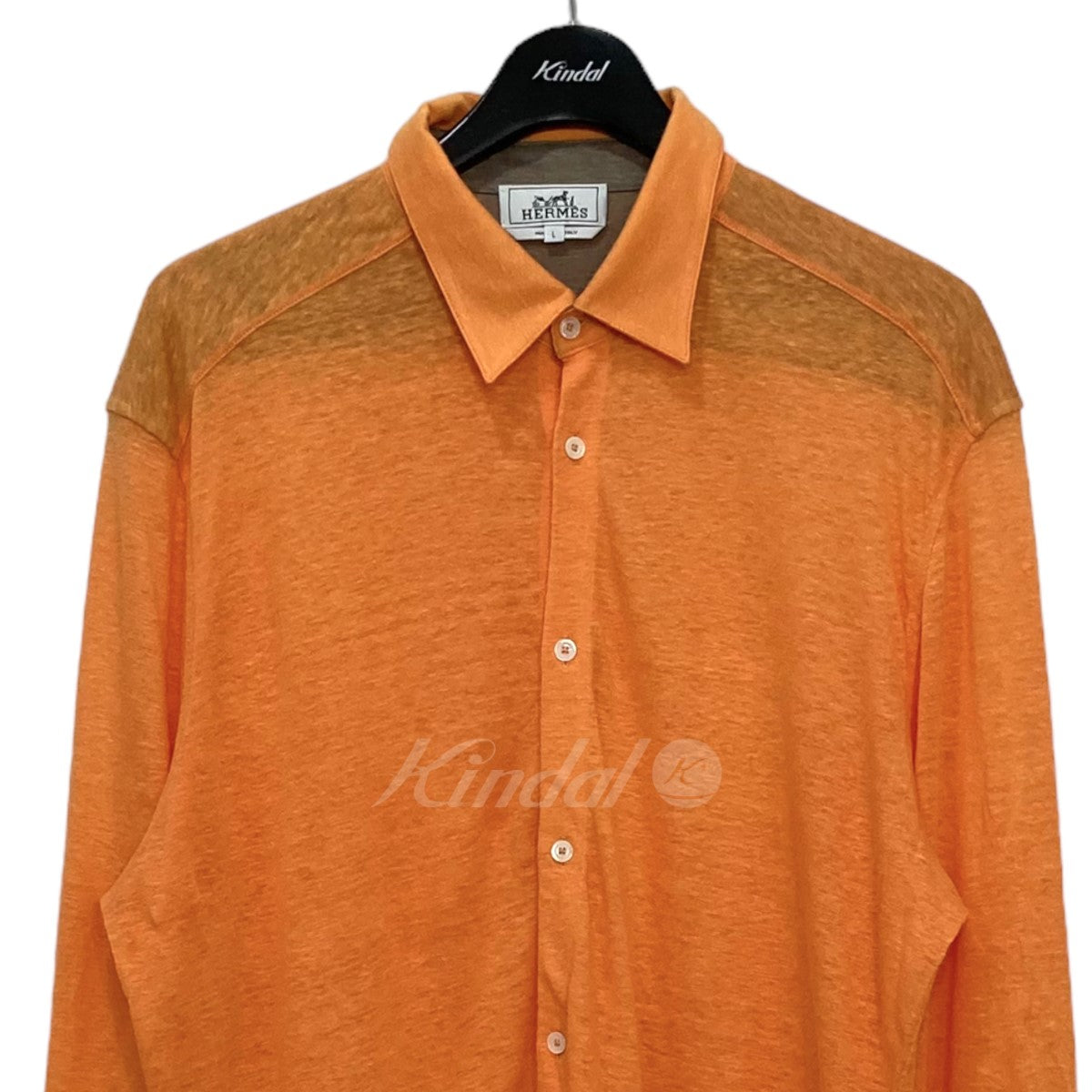 HERMES(エルメス) セリエボタン リネンシャツ オレンジ サイズ L 
