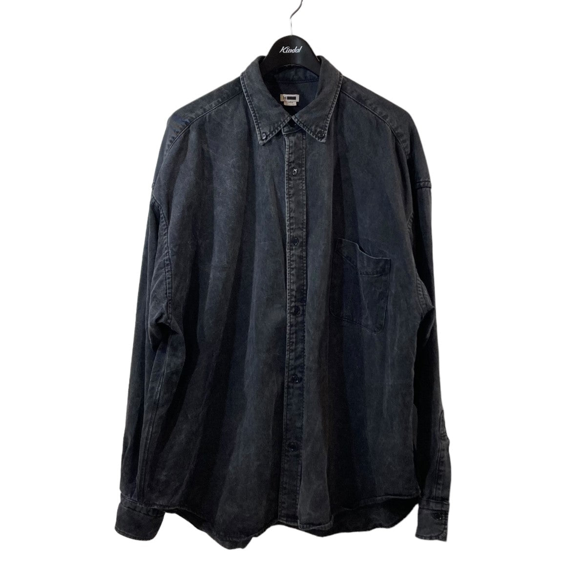 H BEAUTY＆YOUTH(エイチビューティアンドユース) BLACK DENIM BLEACH BUTTON DOWN  SHIRTデニムシャツ1211-299-7616