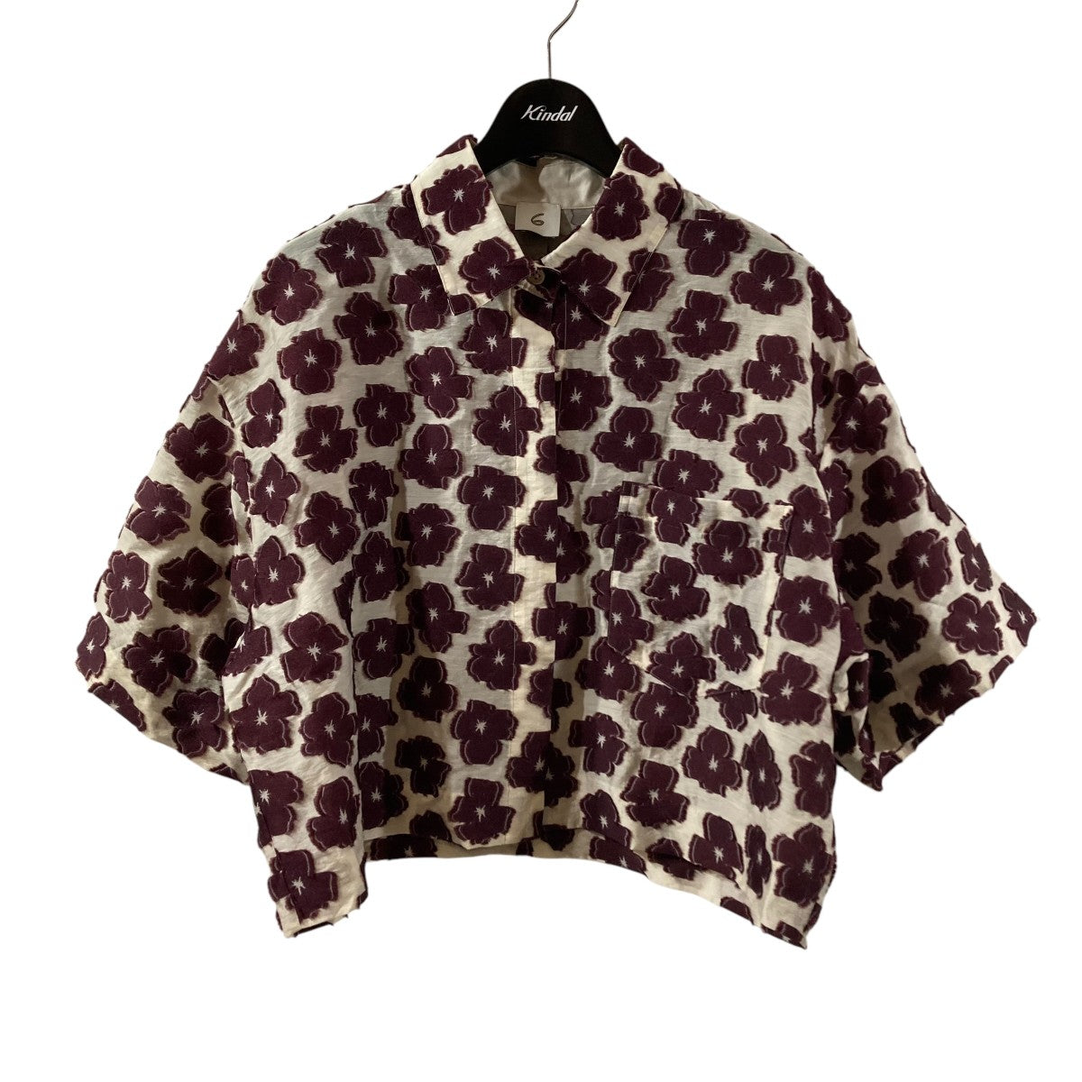 6(ROKU) ロク 22SS COTTON JACQUARD V NECK 5SLEEVE SHIRT 半袖