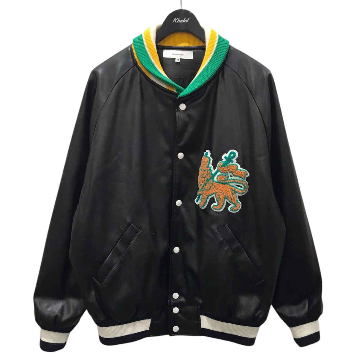 SASQUATCHfabrix．(サスクワァッチファブリックス．) スタジャン SYNTHTETIC LEATHER STADIUM JKT  シンセティックレザー スタジアムジャケット 22SS-JKL-006 22SS-JKL-006 ブラック・グリーン・イエロー他 サイズ  L｜【公式】カインドオル ...