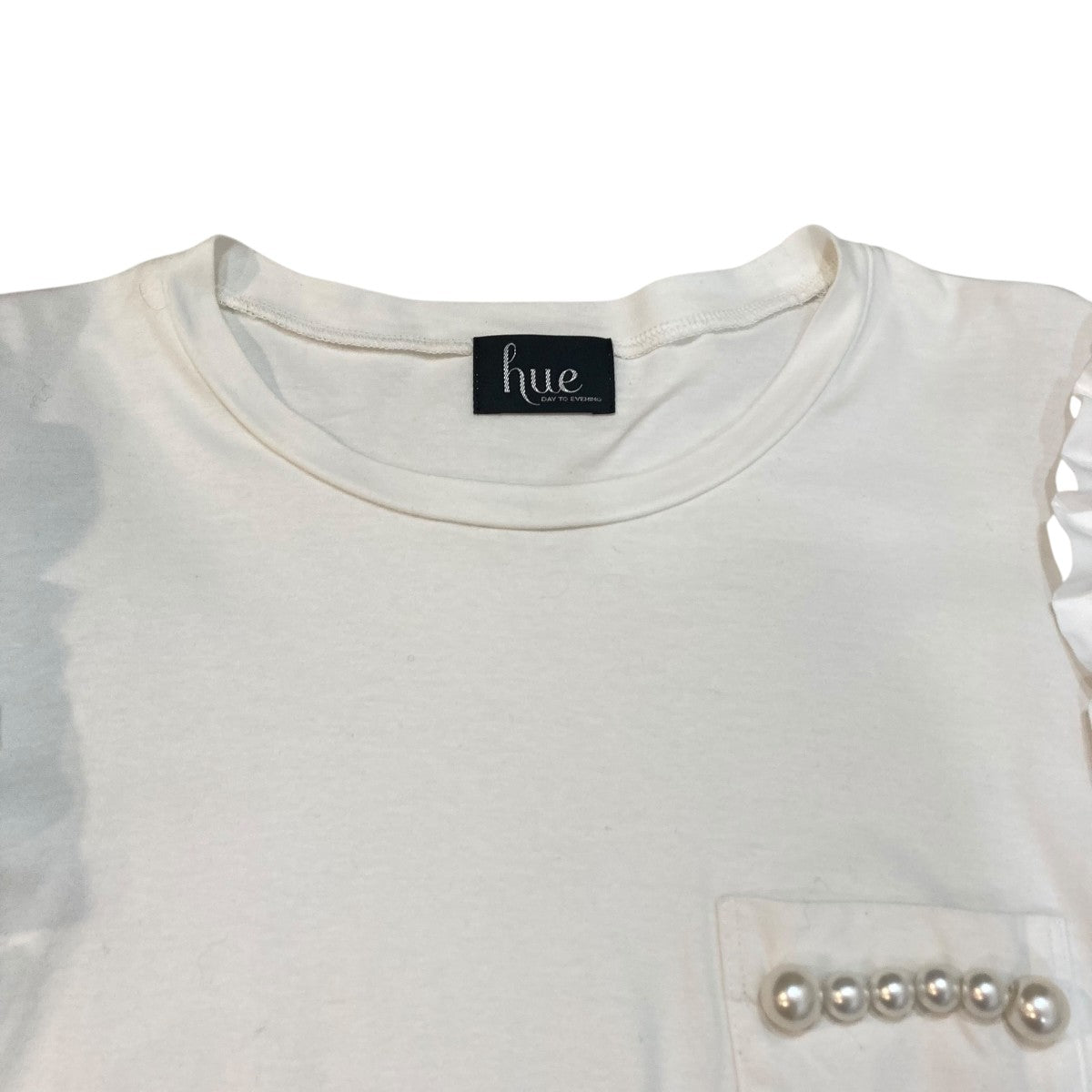 最終！hue day to evening パール ペプラム トップス