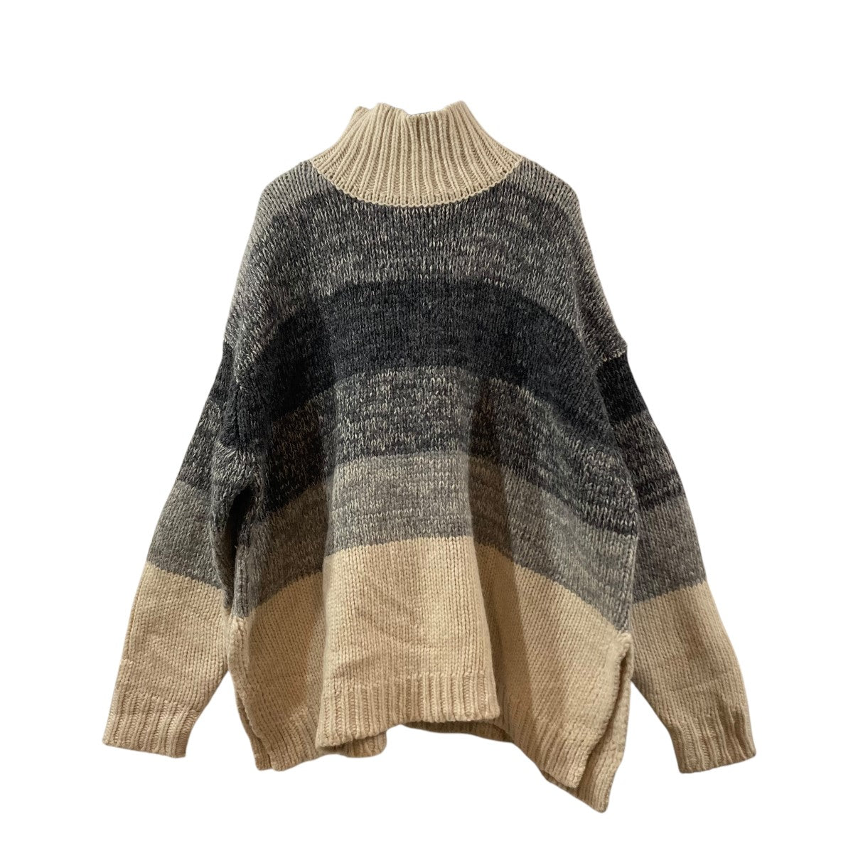 CLANE(クラネ) GRADATION BORDER WIDE KNIT TOPSタートルネックニット  
