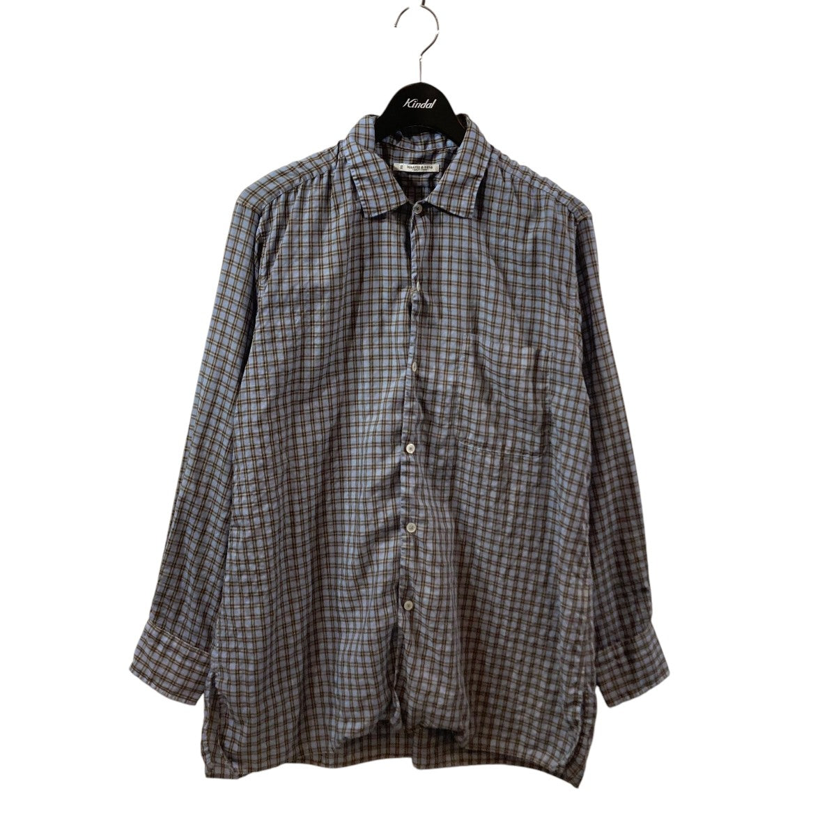 H WOOL ONE PIECE COLLAR SHIRTSチェック長袖シャツMT4103-0609