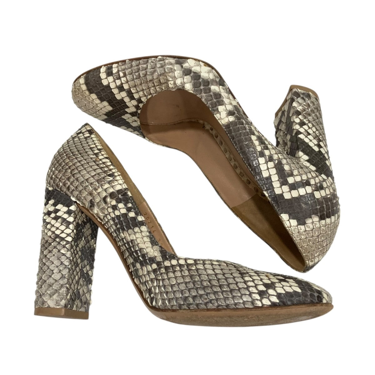 Gianvito Rossi(ジャンヴィトロッシ) パイソン柄ラウンドトゥ ヒール