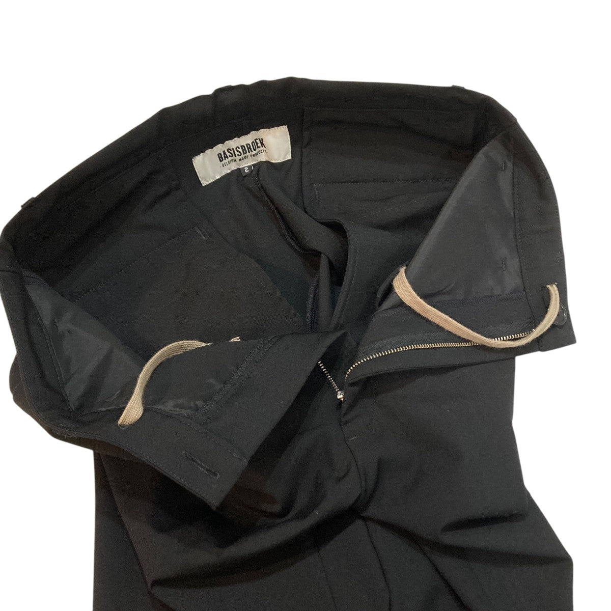 【最終値下】BASISBROEK 黒 ウール　スラックス サイズ2 Summer ファッション BASISBROEK バージスブルック ウール イージー