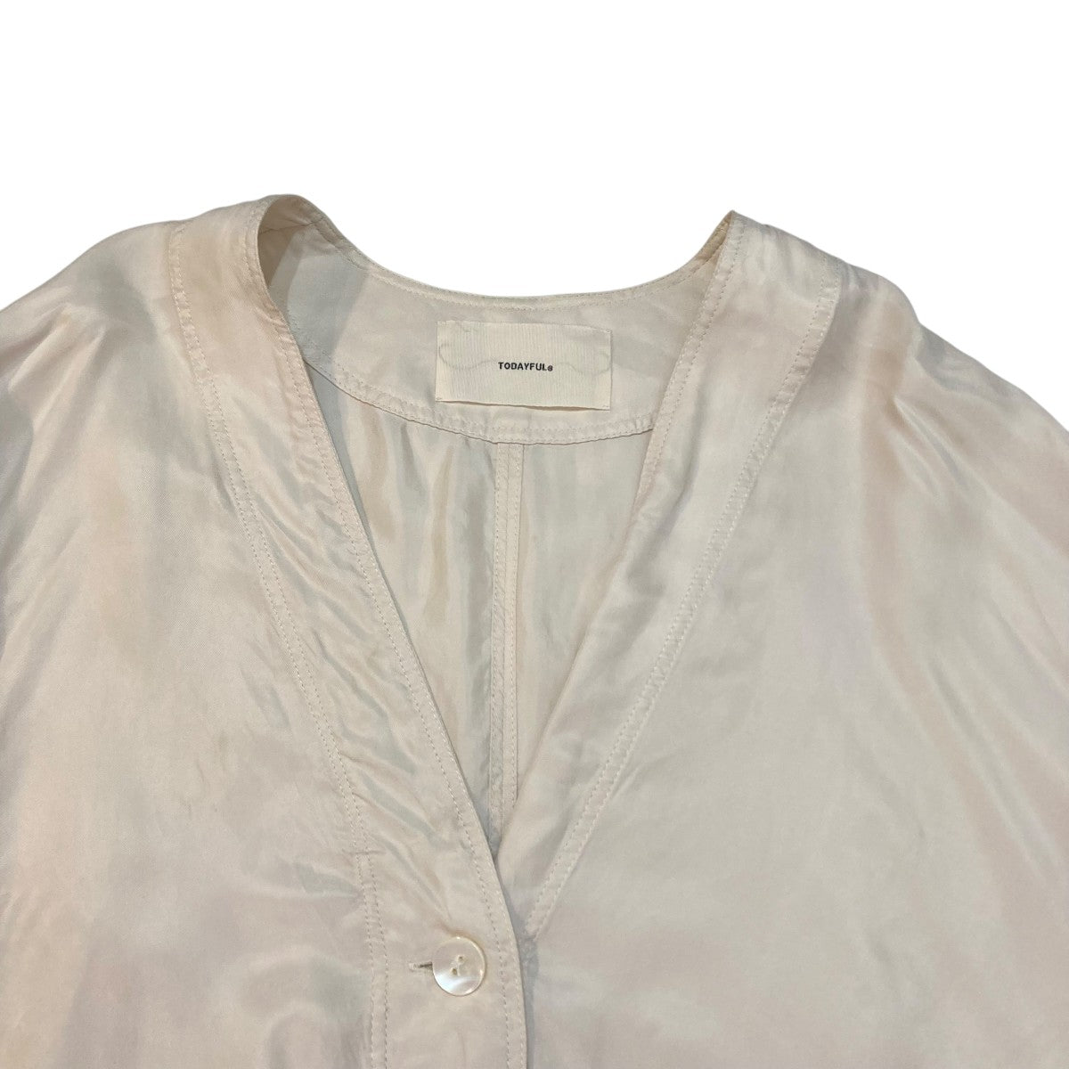 TODAYFUL Collarless Satin Shirts カラーサテンシャツ 12210402 古着・中古-3枚目のアイテム画像