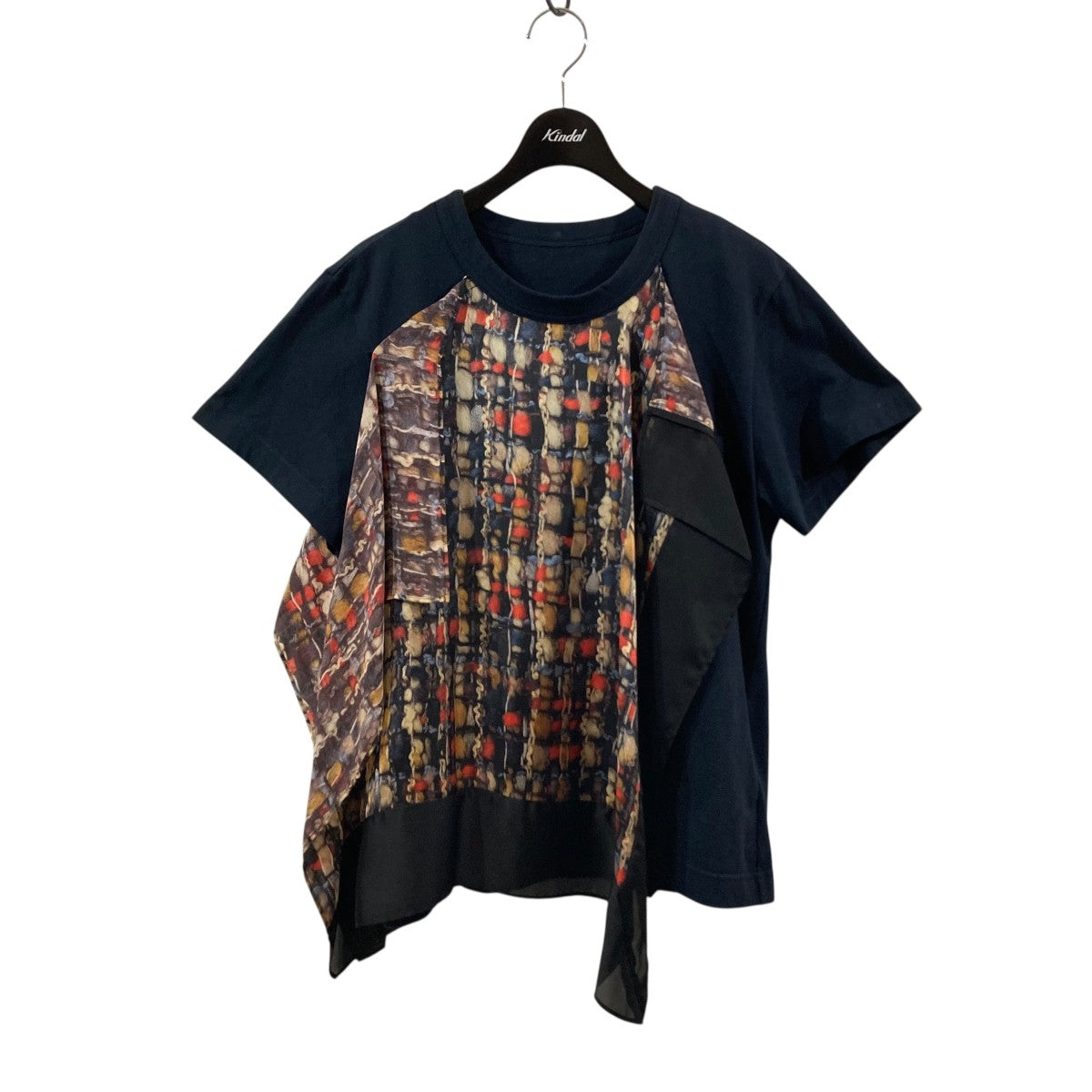 サカイ sacai Tweed Print T-Shirt 総柄半袖Tシャツ 21-05743 ネイビー サイズ：2 sacai(サカイ) Tweed Print T-Shirt総柄半袖Tシャツ21-05743 21