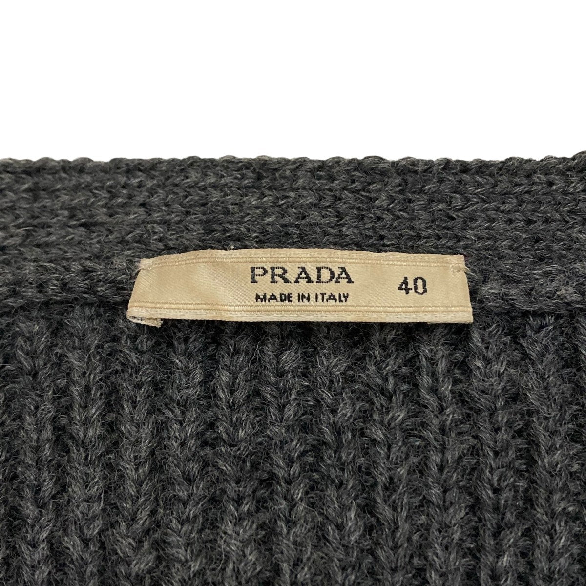 PRADA ニットカーディガン 半袖 黒/白 PRADA 半袖 Vネック カーディガン