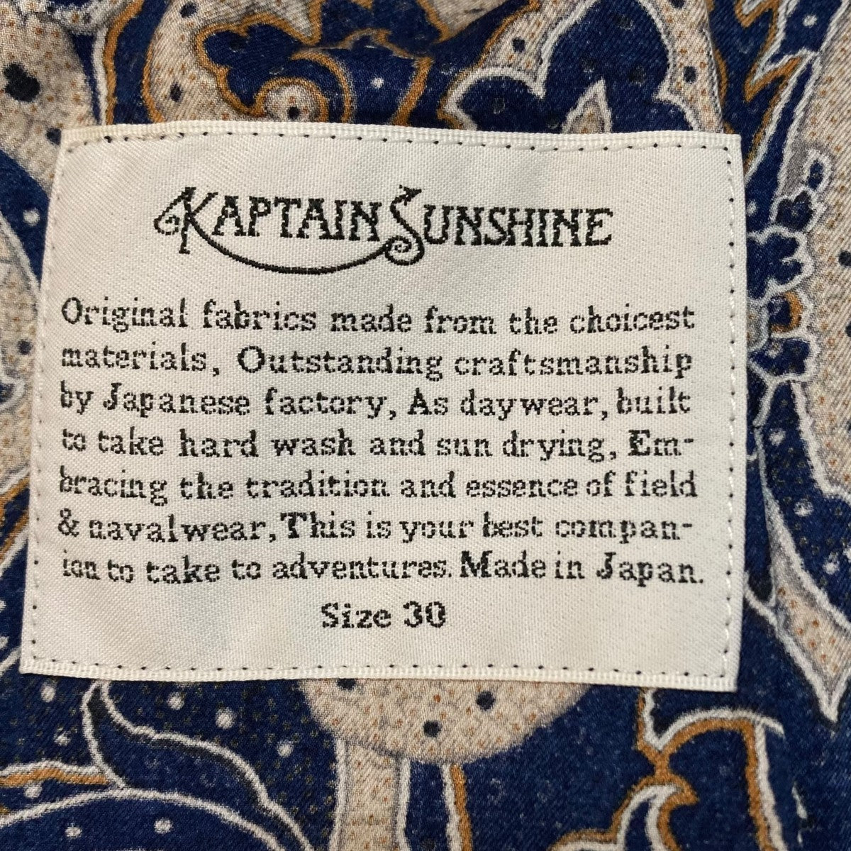 KAPTAIN SUNSHINE(キャプテンサンシャイン) ペイズリー柄