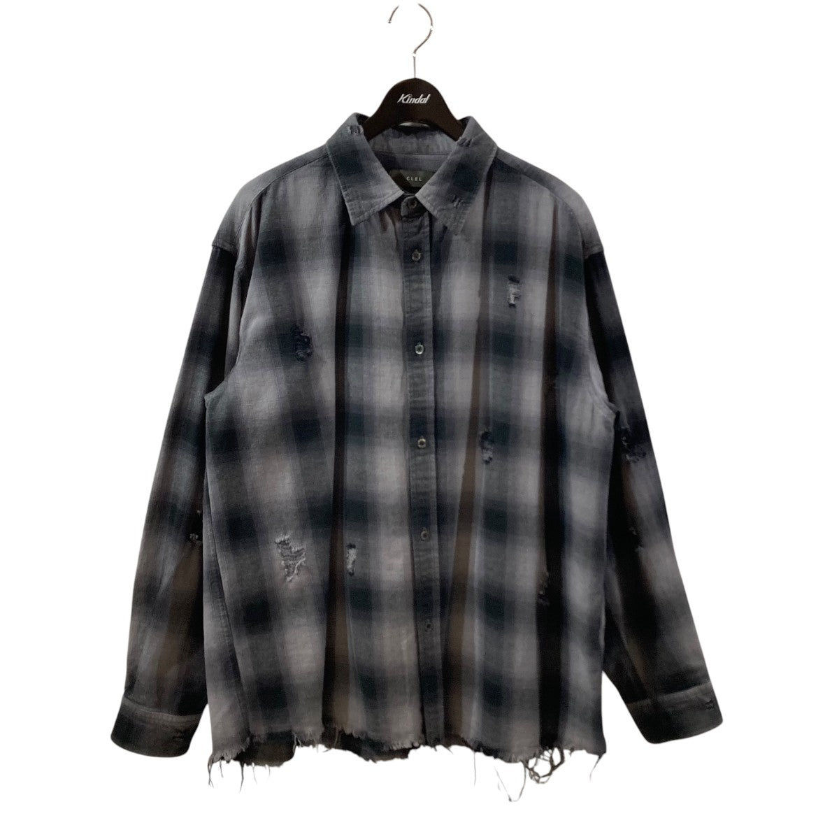 【CLEL】ヴィンテージデザイン ダメージチェックシャツ　M CLEL シャツ 「CLEL」Vintage Design Damage Check Shirt