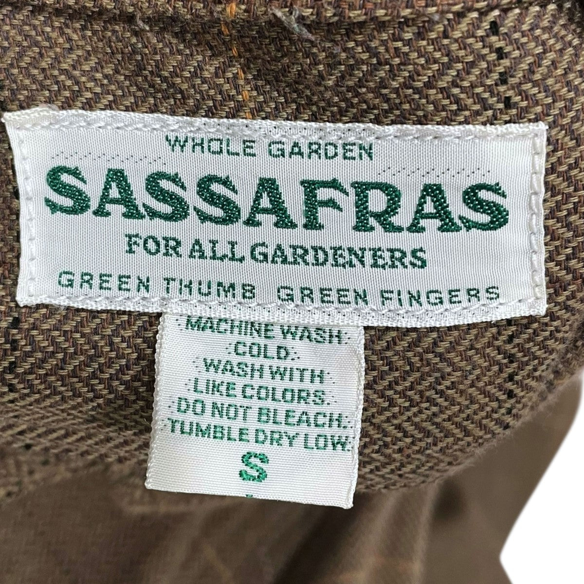 SASSAFRAS(ササフラス) チェック柄ジャケット ベージュ サイズ S