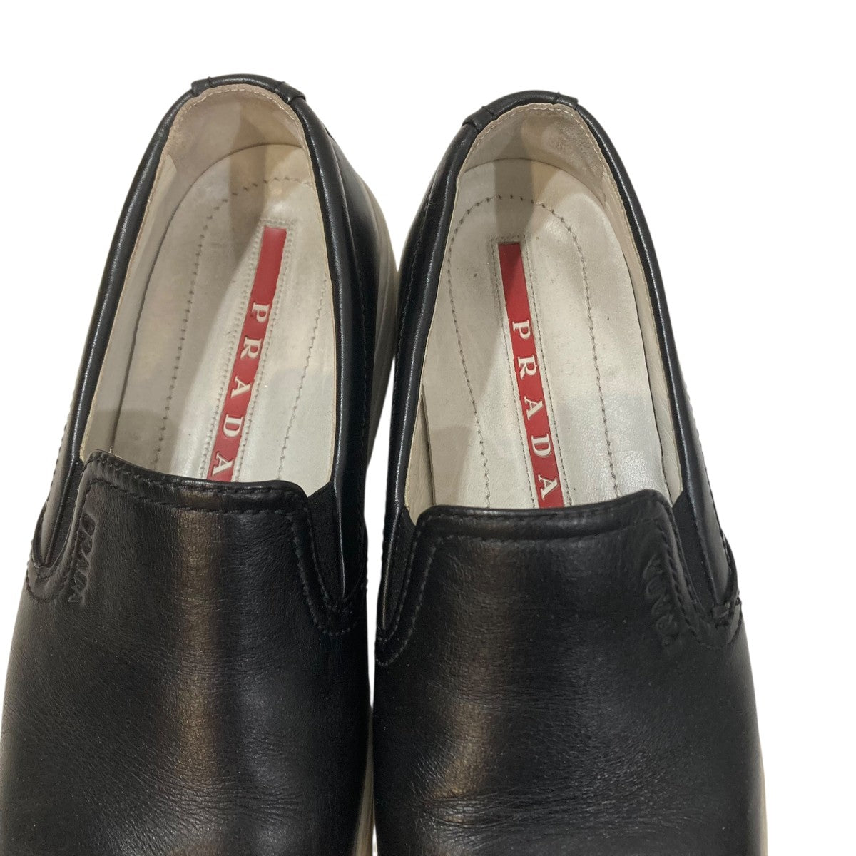 【美品】PRADA SPORTS レザースニーカー スクエア 37 スリッポン 美品】PRADA SPORTS レザースニーカー スクエア 37 スリッポン