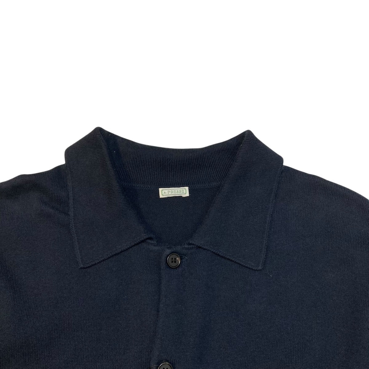 a.presse knit polo cardigan アプレッセ　ニットポロ A.PRESSE Cotton Knit Polo Collar Cardigan アプレッセ