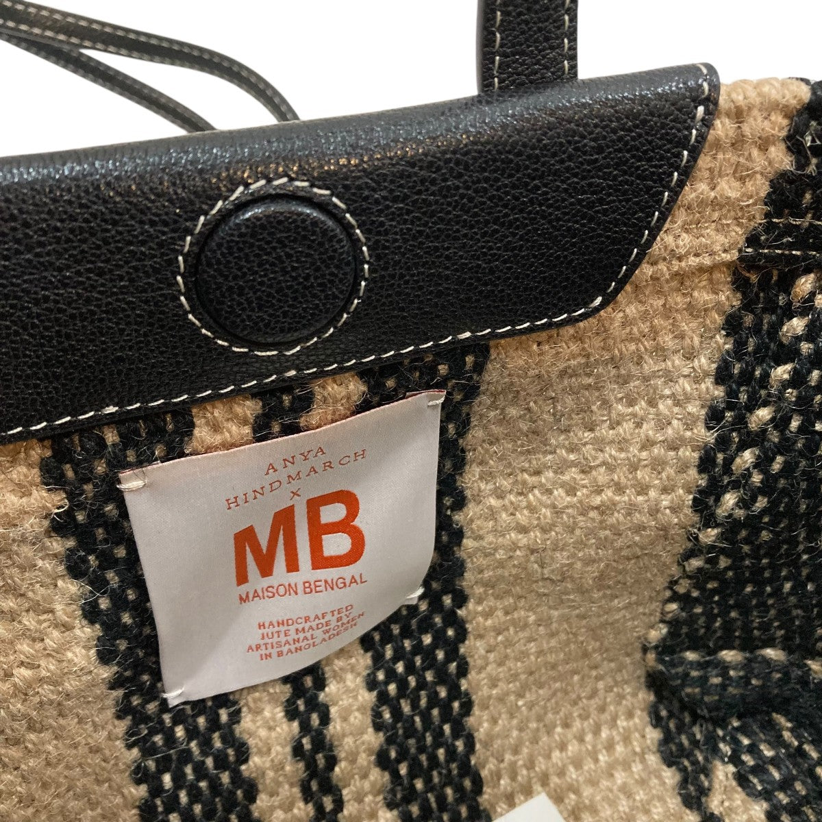 『ANYA HINDMARCH』メゾン ベンガル トートバッグ ANYA HINDMARCH + Maison Bengal ジュート トートバッグ レザー