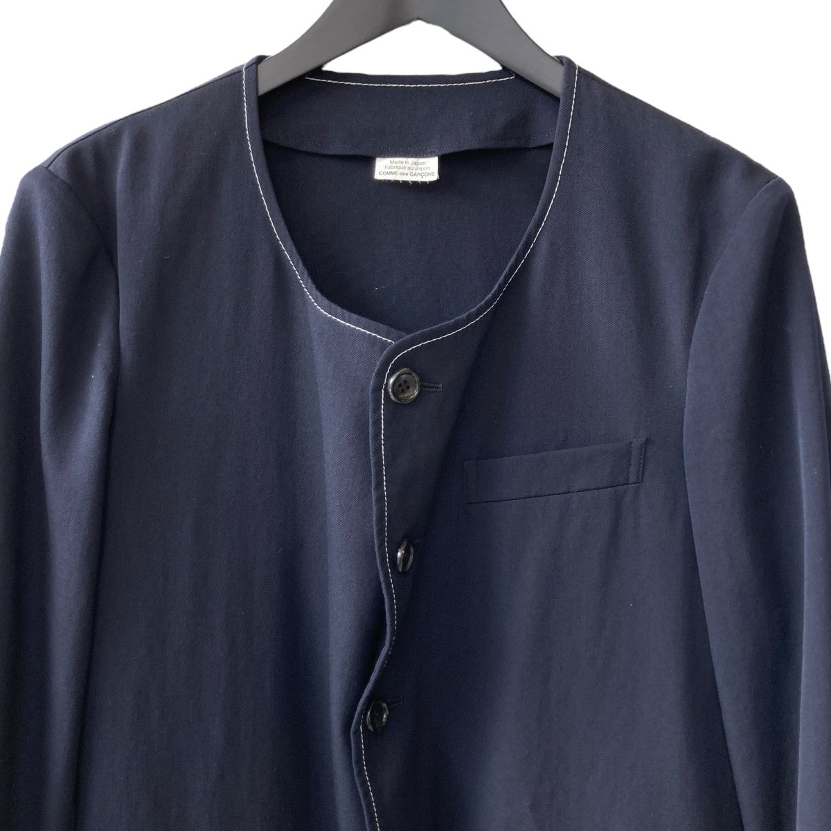 COMME des GARÇONS ネイビー ノーカラージャケット M COMME des GARCONS HOMME（コム デ ギャルソン・オム）の