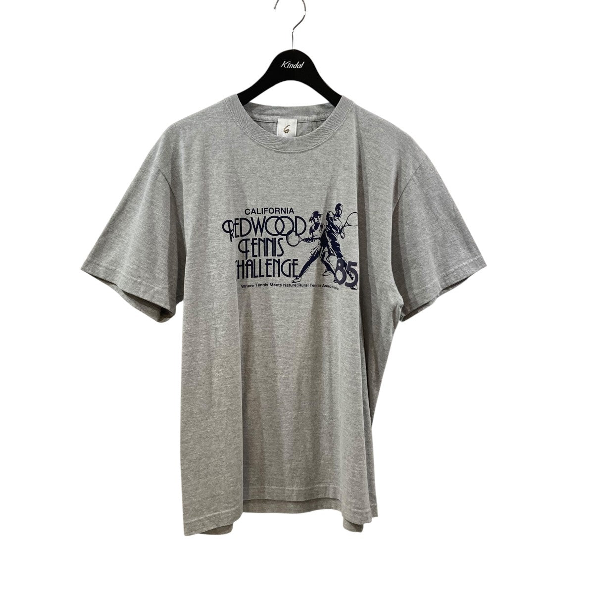 6 ROKU BEAUTY&YOUTH ロク フットボールTシャツ ナ 6(ROKU) BEAUTY&YOUTH(ロク) プリントTシャツ グレー サイズ L
