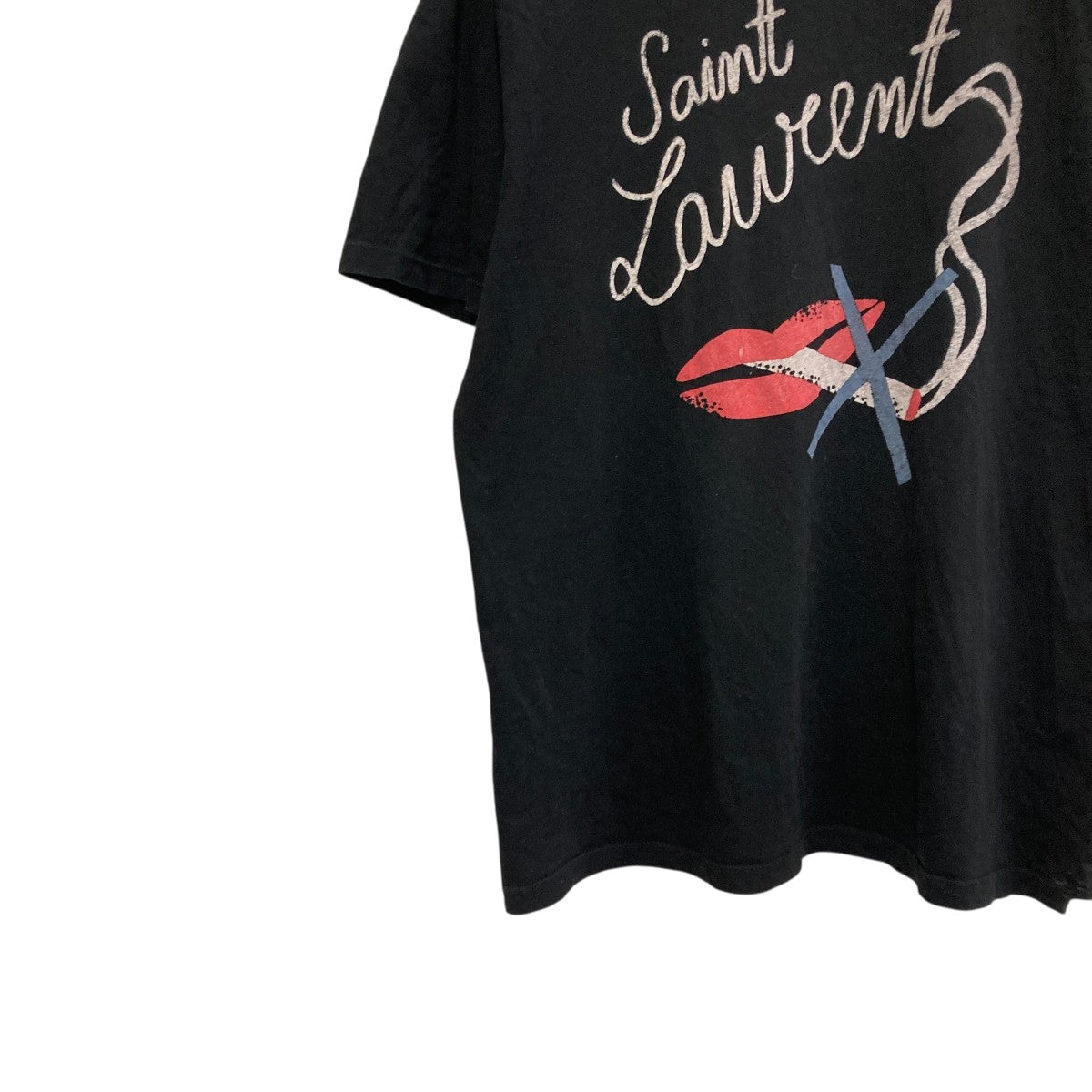 サンローランパリ Saint Laurent Paris コットンVネックTシャツ 314368 ネイビー サイズ：S Saint Laurent Paris(サンローランパリ) コットンVネックTシャツ