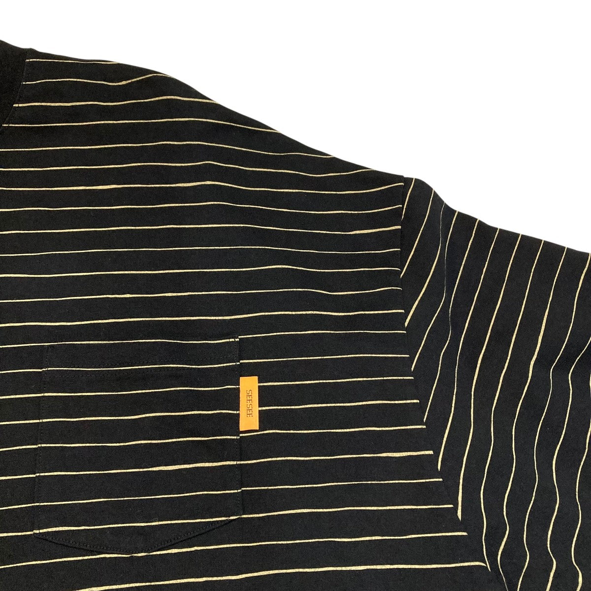SEESEE ボーダーTシャツ SEESEE(シーシー) ボーダーTシャツ ブラック×ベージュ サイズ L