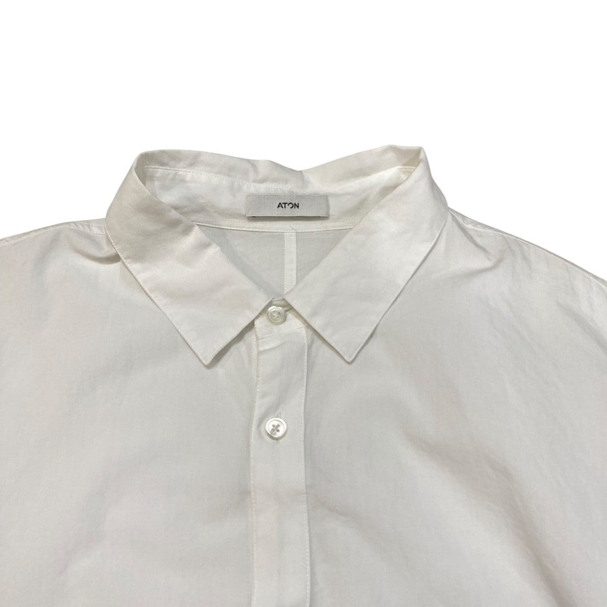 【未使用】エイトン　ATON バンドカラーシャツ　ホワイト　コットン　サイズ4 ATON シャツ 「ATON/エイトン」 SUVIN BROAD BAND COLLAR SHIRT