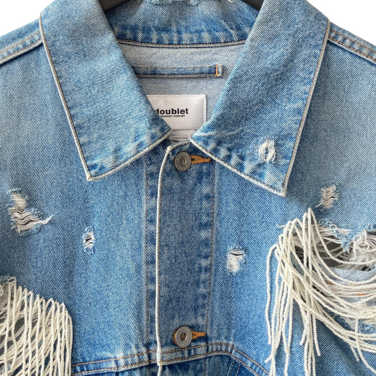 doublet(ダブレット) PEARL DECORATION DENIM JACKETデニム