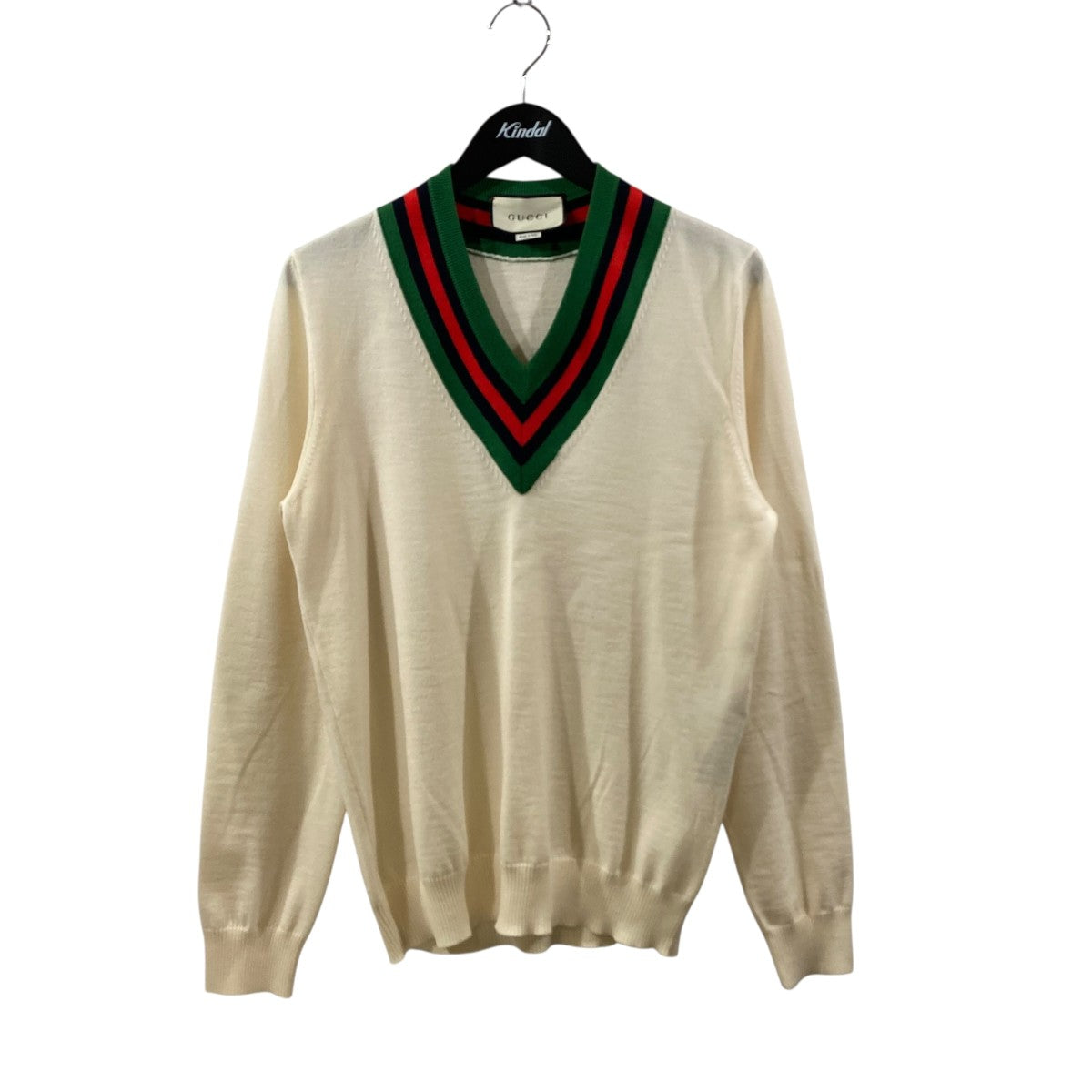 GUCCI(グッチ) Vネックニット576802 576802 アイボリー×グリーン