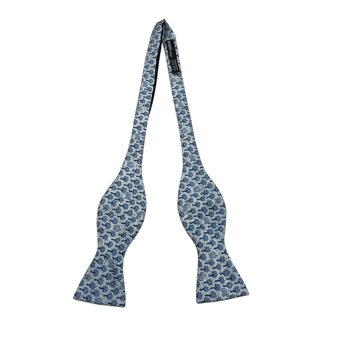 HERMES(エルメス) ゾウ柄蝶ネクタイ ブルー×ホワイト サイズ 30