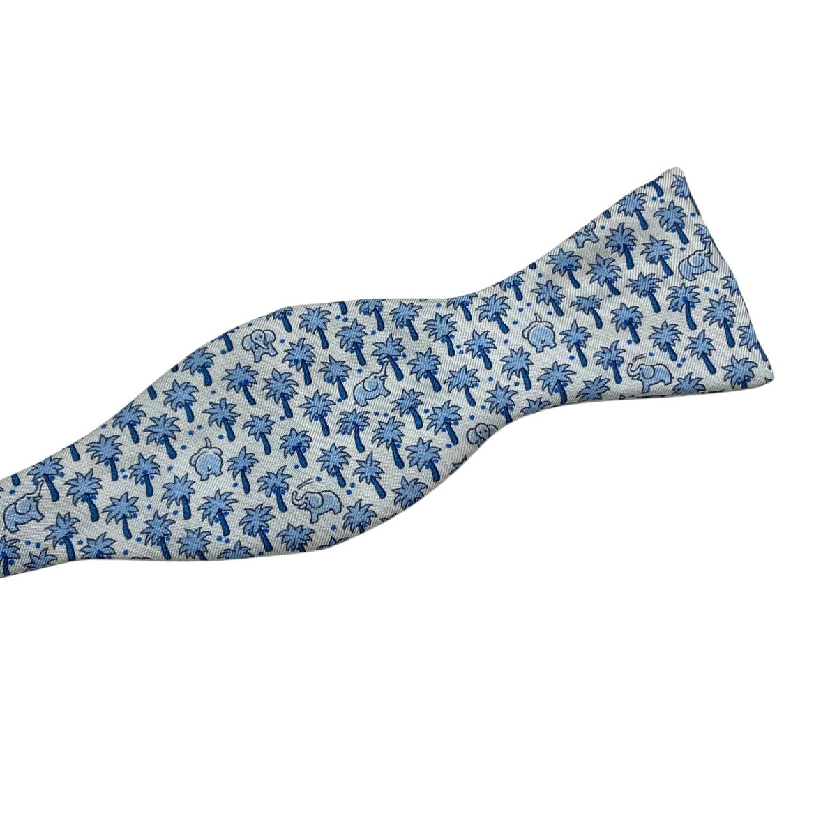 HERMES エルメス ネクタイ シルク 絹 象 ブルー 4033 HERMES エルメス ネクタイ 青（象柄） エルメス HERMES ゾウ柄