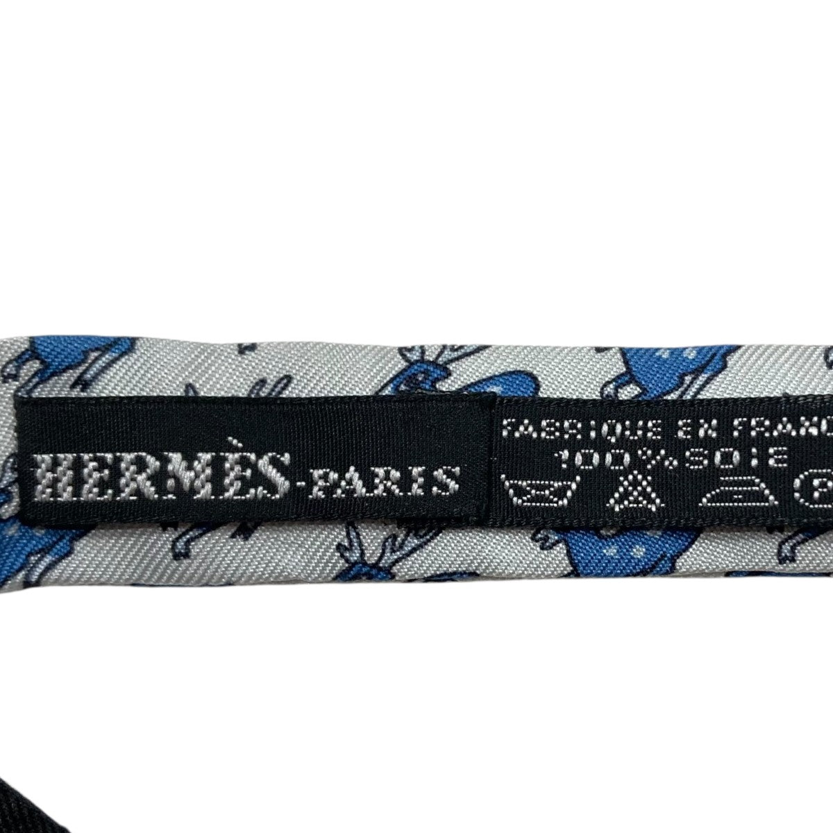 HERMES(エルメス) シカ柄蝶ネクタイ ブルー×ホワイト サイズ 30~46