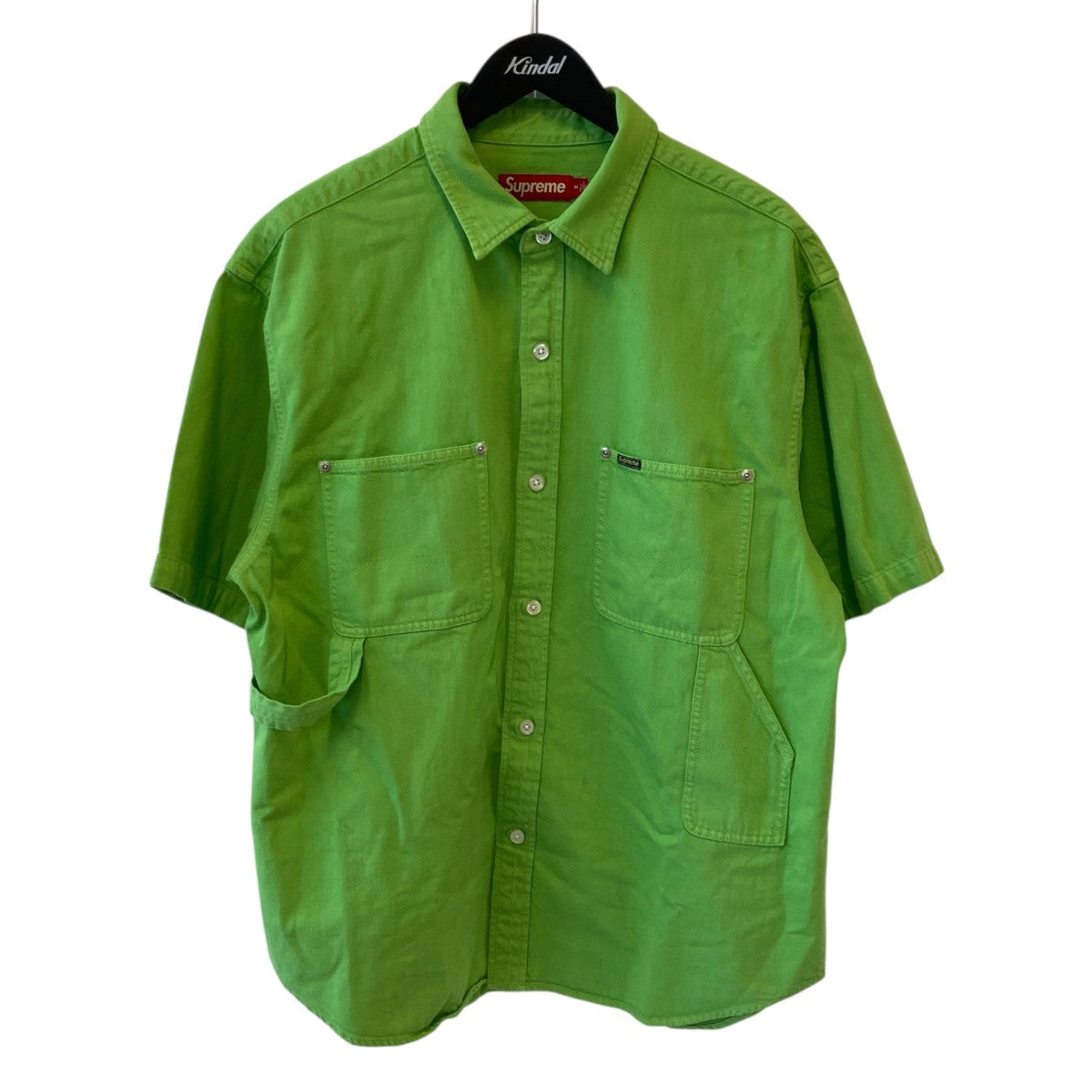 Supreme 94 シャツ Lサイズ オリーブグリーン 70s 米軍 U.S.ARMY パッチ付き コットンサテン ユーティリティ