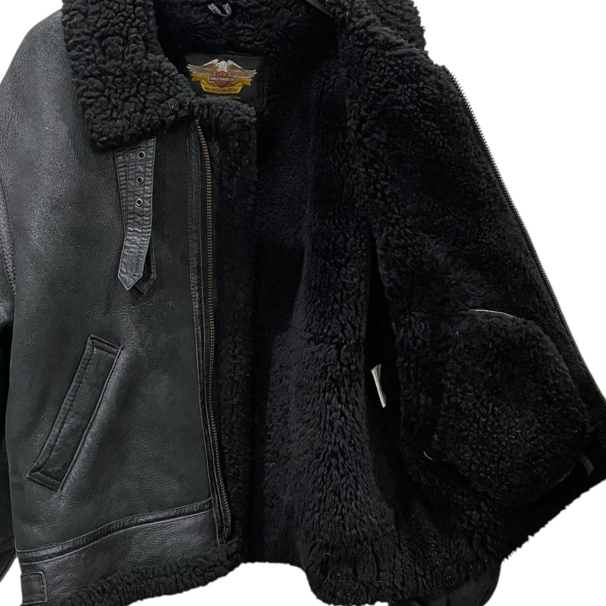 極美品 L〜LL ハーレーダビッドソン【超人気 黒 ムートン B-3 】HARLEY