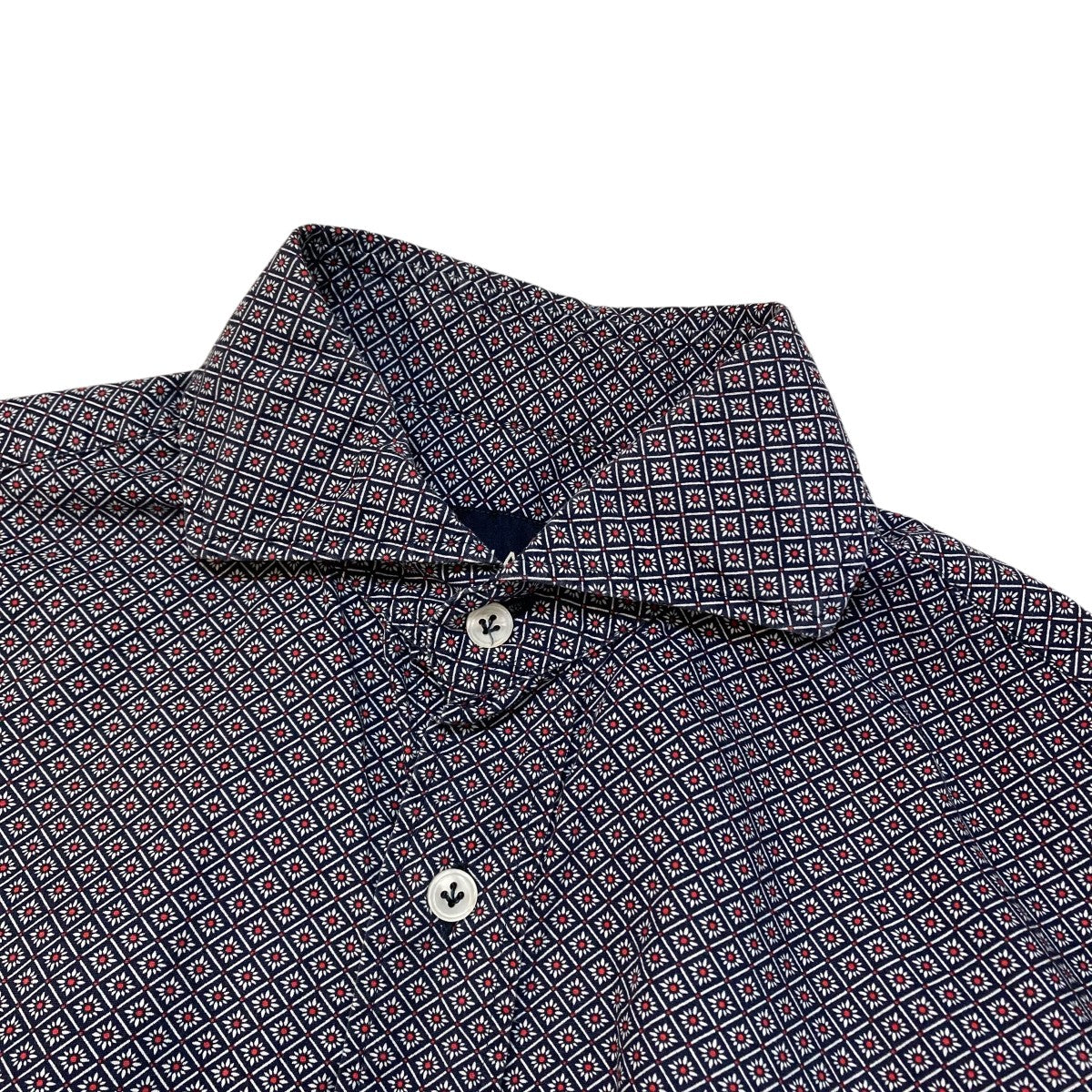 【新品未使用】LARDINI ラルディーニ 長袖シャツ ネイビー コットン XL LARDINI(ラルディーニ) 長袖シャツ ネイビー×レッド サイズ 38