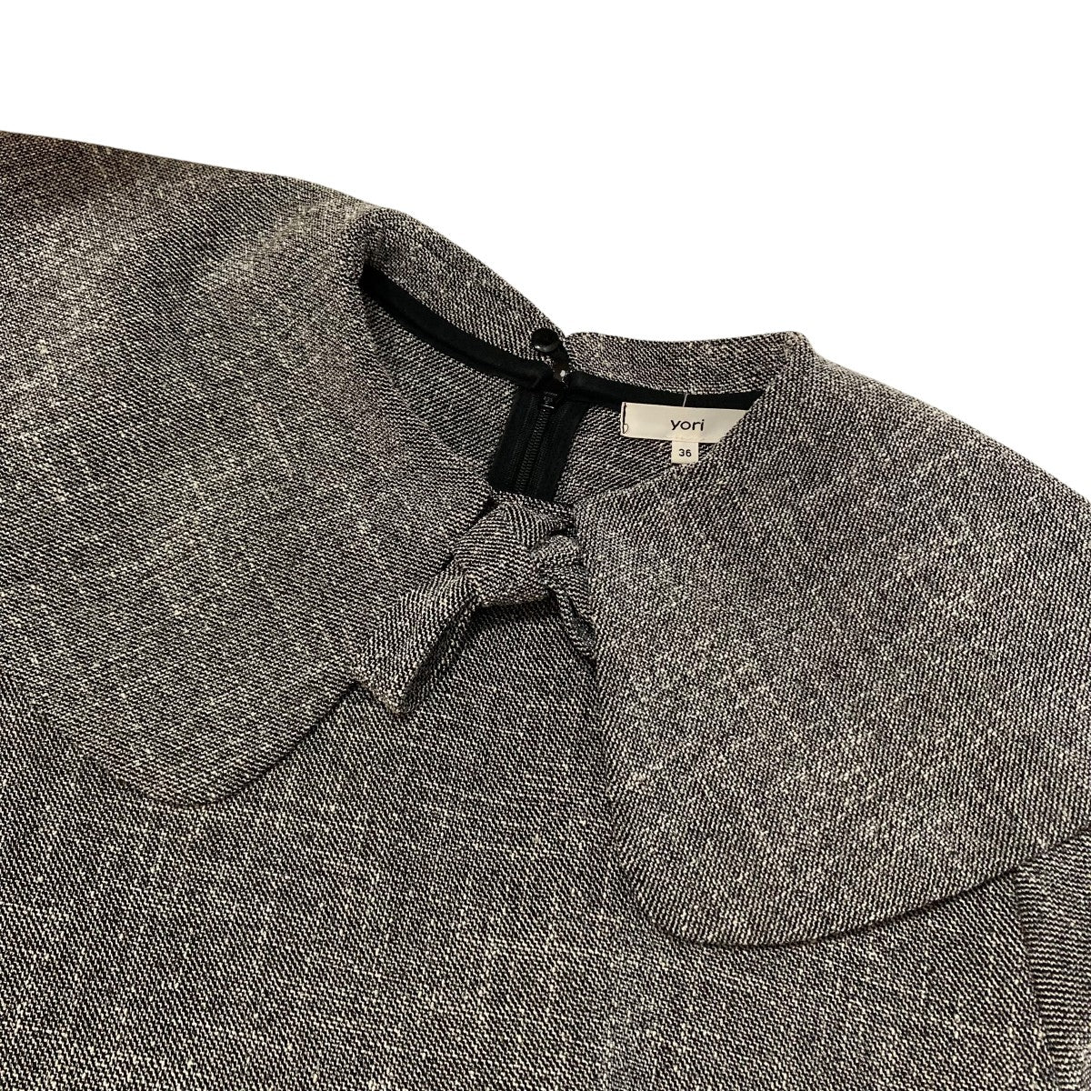 美品 yori ヨリ スプリングツイードライクブラウス グレー 2024 ファッション yori ヨリ スプリング ツイードライク