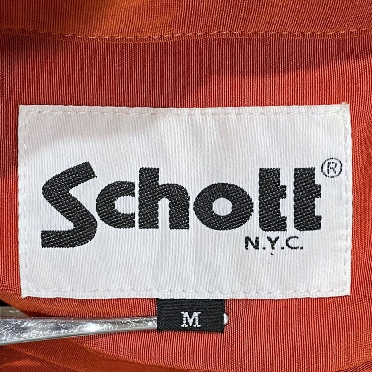 Schott(ショット) ロゴ刺繍オープンカラー半袖ワークシャツ TC