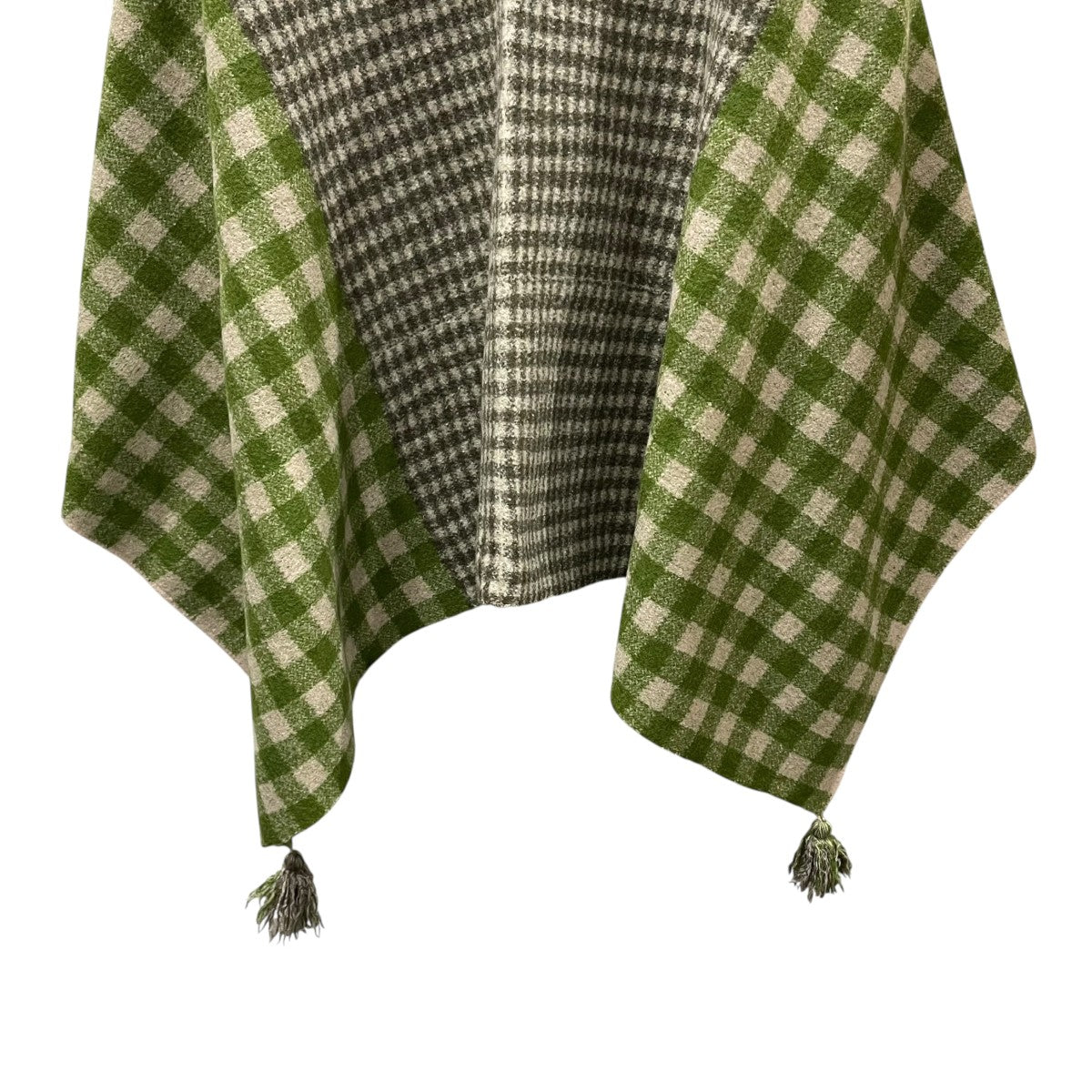 45Rフォーティファイブアール縮絨ギンガムジャカードのポンチョ　定価42900円 45Rフォーティファイブアール縮絨ギンガムジャカードのポンチョ 定価