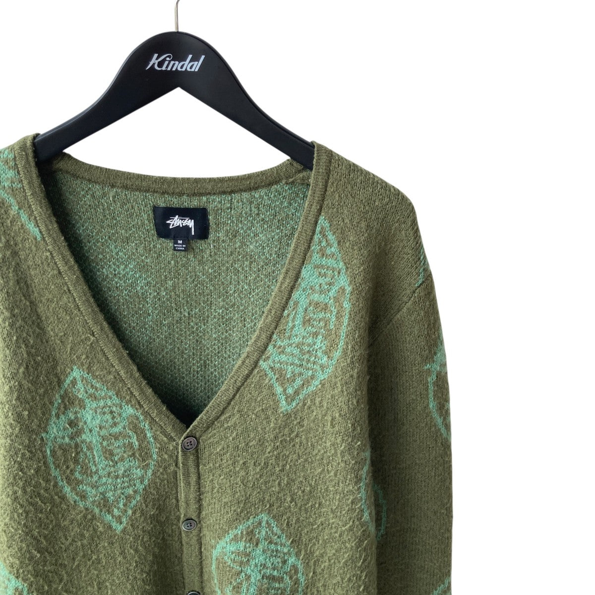 Stussy ライトグリーン カーディガン Lサイズ モヘア stussy(ステューシー) MOHAIR MASK CARDIGANカーディガン