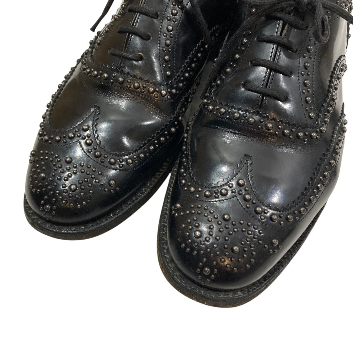 【coco】チャーチ ウイングチップ レザー スタッズ 黒 36 1/2 coco様 専用】チャーチ ウイングチップ レザー スタッズ 黒 36 1/2