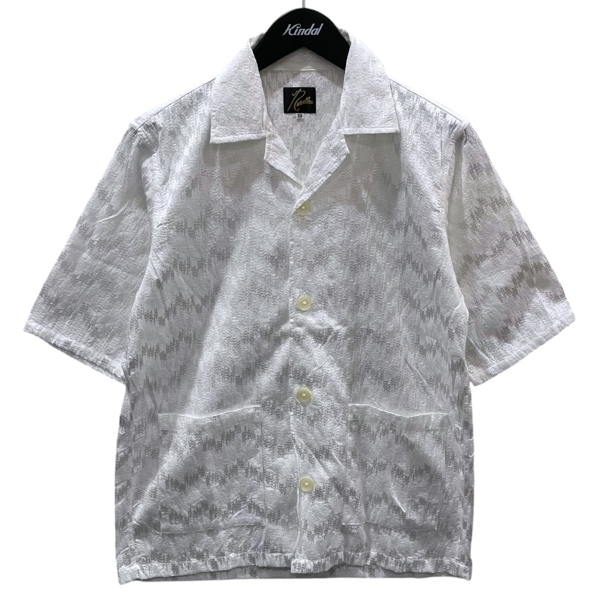 Needles 22SS オープンカラー半袖シャツ Cabana Shirt - Wave Emb． カバナシャツ ウェーブ エンブロイダリー IN168 古着・中古-1枚目のアイテム画像