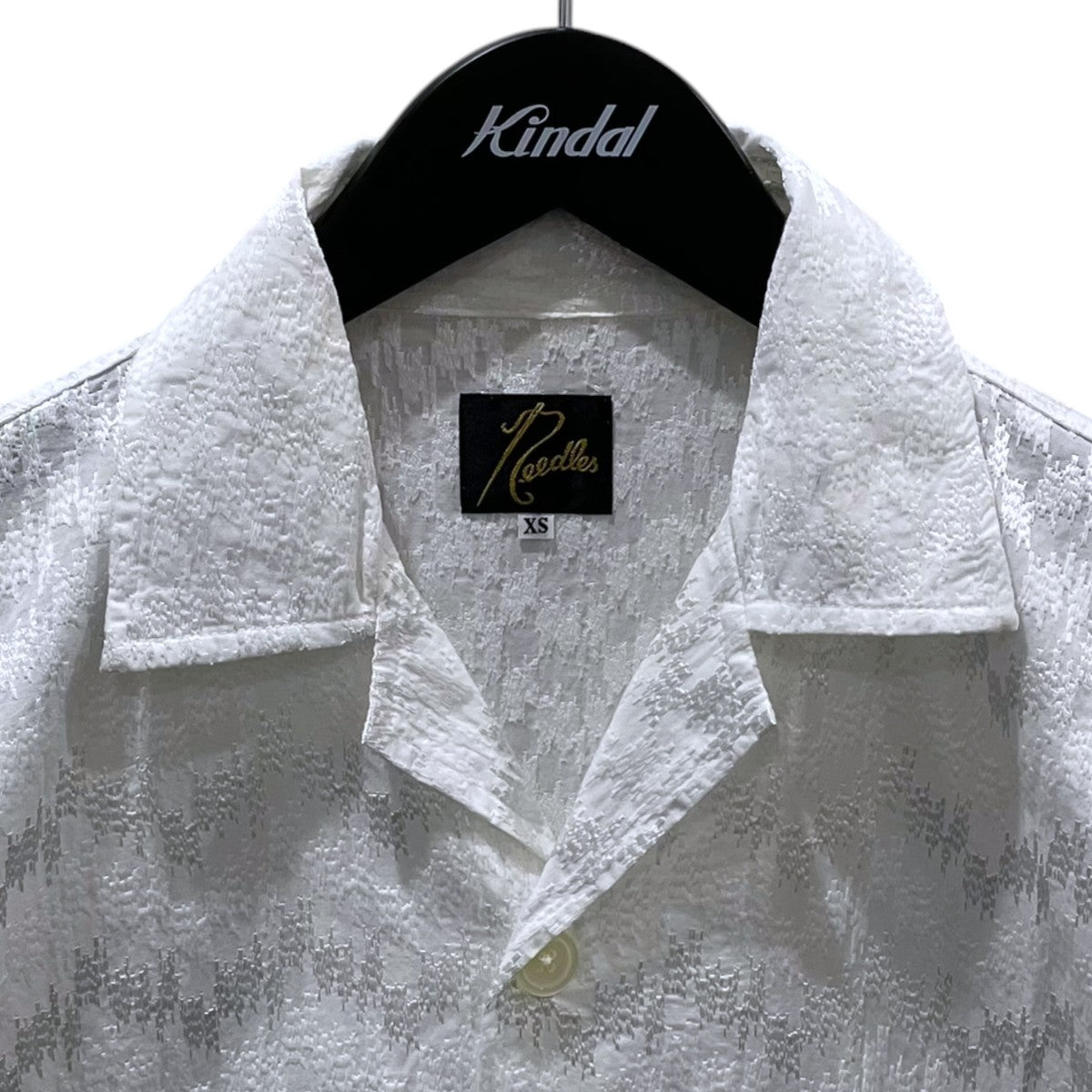 Needles 22SS オープンカラー半袖シャツ Cabana Shirt - Wave Emb． カバナシャツ ウェーブ エンブロイダリー IN168 古着・中古-3枚目のアイテム画像