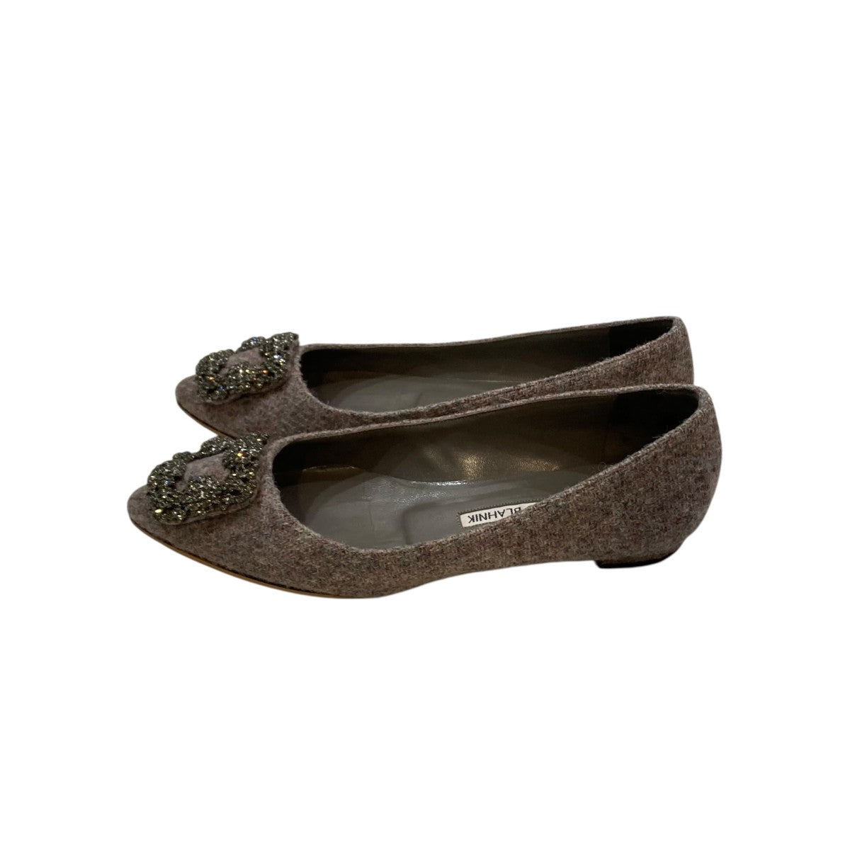 HANGISIFLAT FMC ビジューバックル ツイードフラットパンプス 318-0390-0009