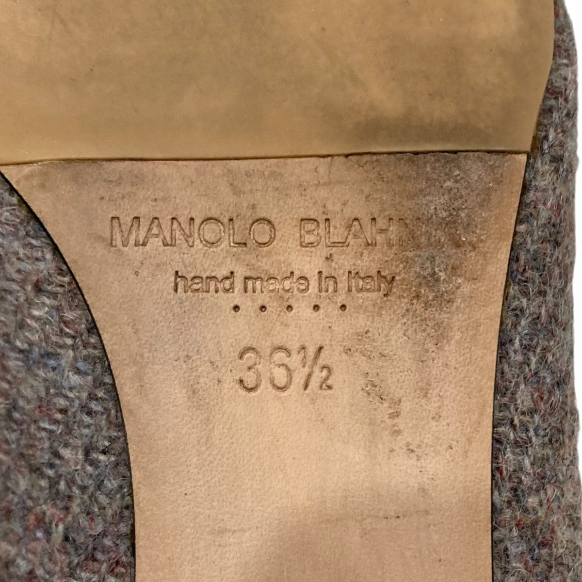 HANGISIFLAT FMC ビジューバックル ツイードフラットパンプス 318-0390-0009