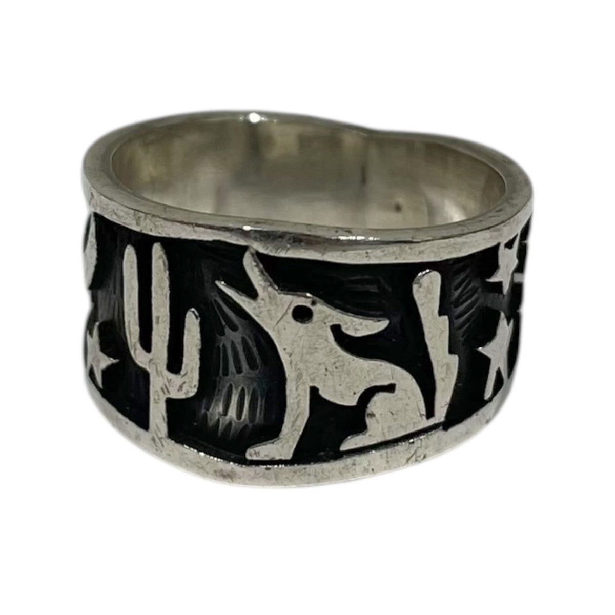 インディアンジュエリー　オーバーレイリング リング シルバー925 太陽神 アラベスク 指輪 インディアンジュエリー