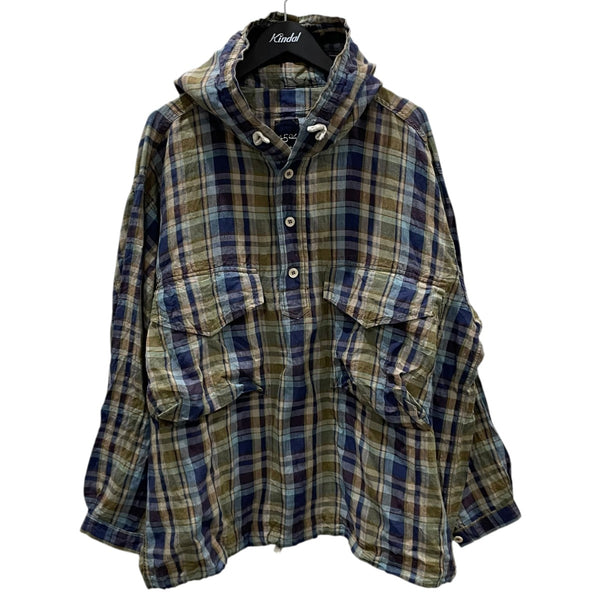 45R(フォーティファイブアール) チェック柄リネンアノラックパーカー