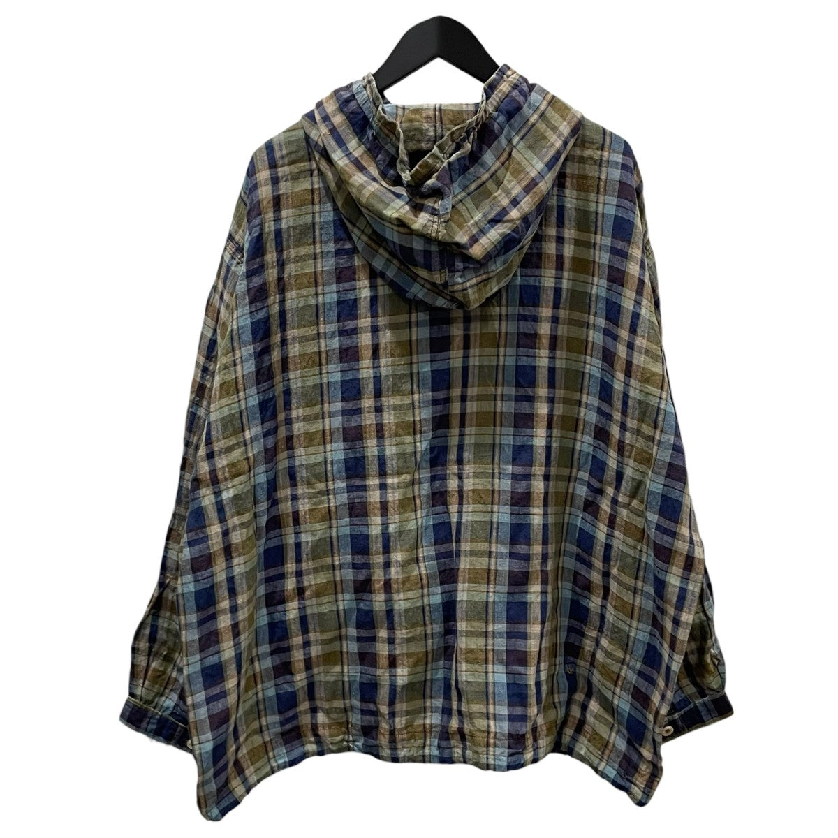 45R(フォーティファイブアール) チェック柄リネンアノラックパーカー