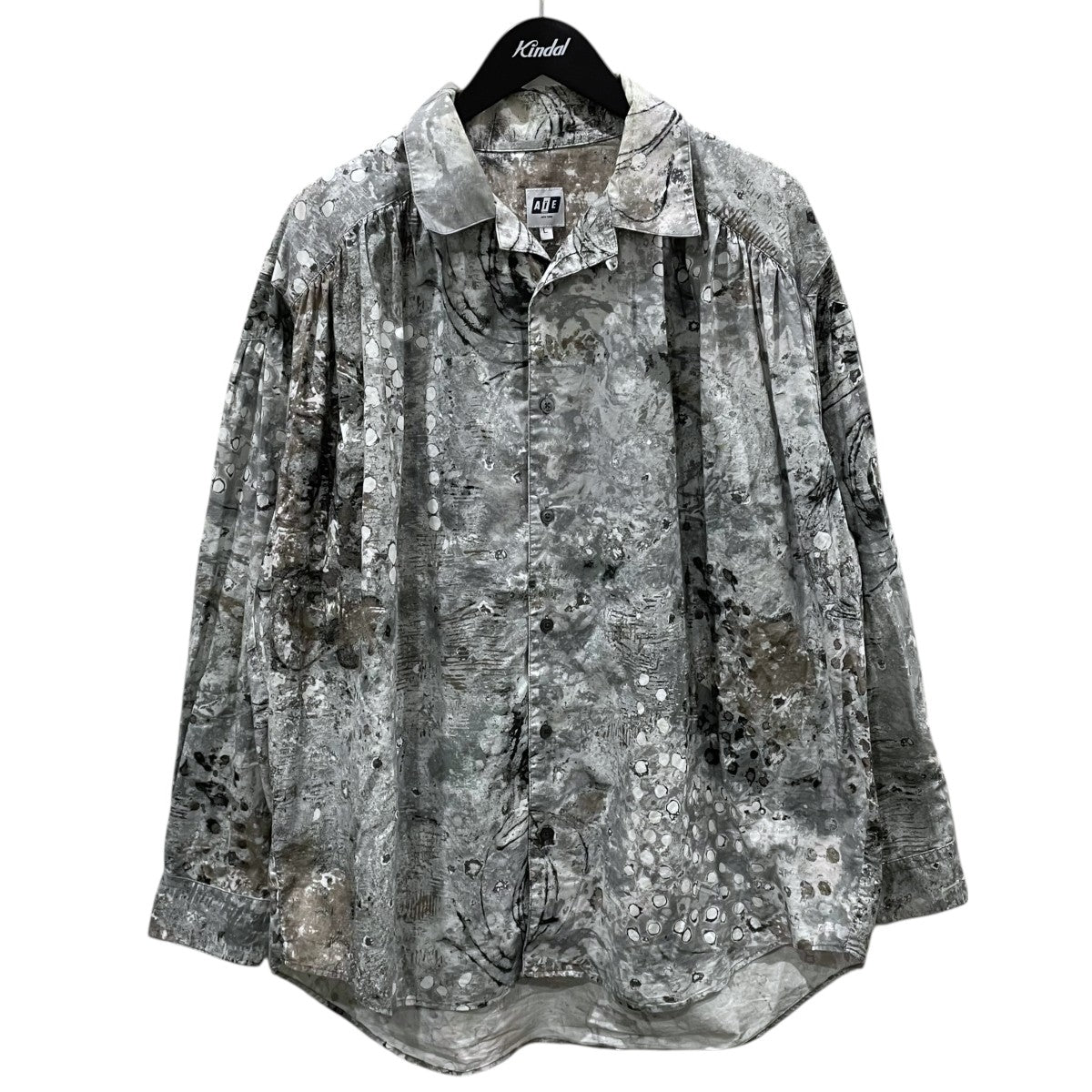 AiE 22SS 長袖シャツ PAINTER SHIRT SNOWBAL SPOT PRINT ペインターシャツ スノーボール スポットプリント 古着・中古-1枚目のアイテム画像
