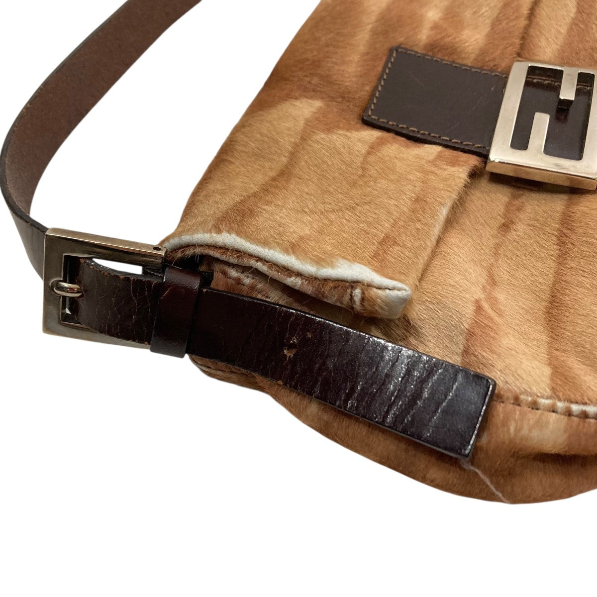 FENDI(フェンディ) ハラコ マンマバケットハンドバッグ ブラウン