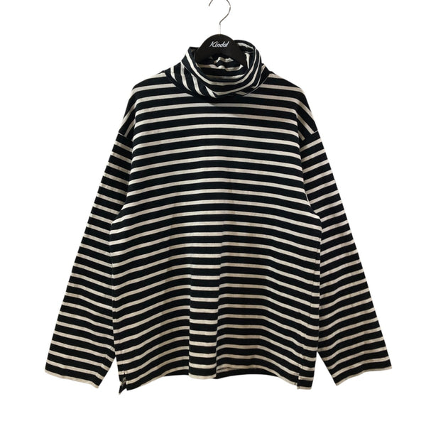 OUTIL(ウティ) TRICOT IBOSボーダータートルネックカットソー ブラック