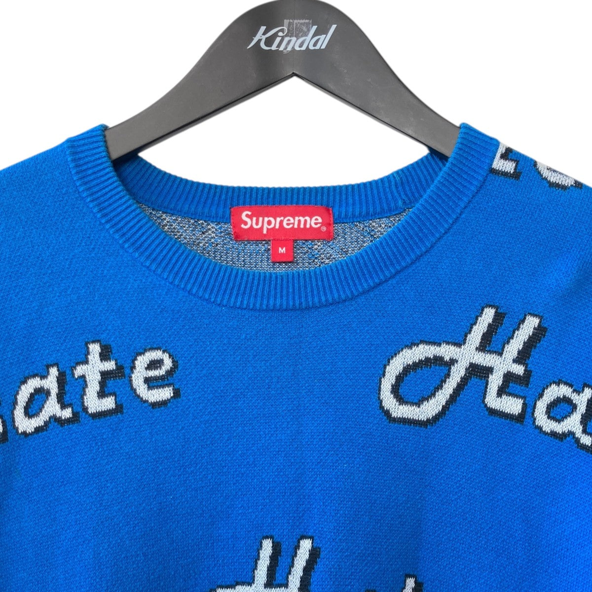Supreme(シュプリーム) Hate Sweater総柄ニットセーター ブルー サイズ