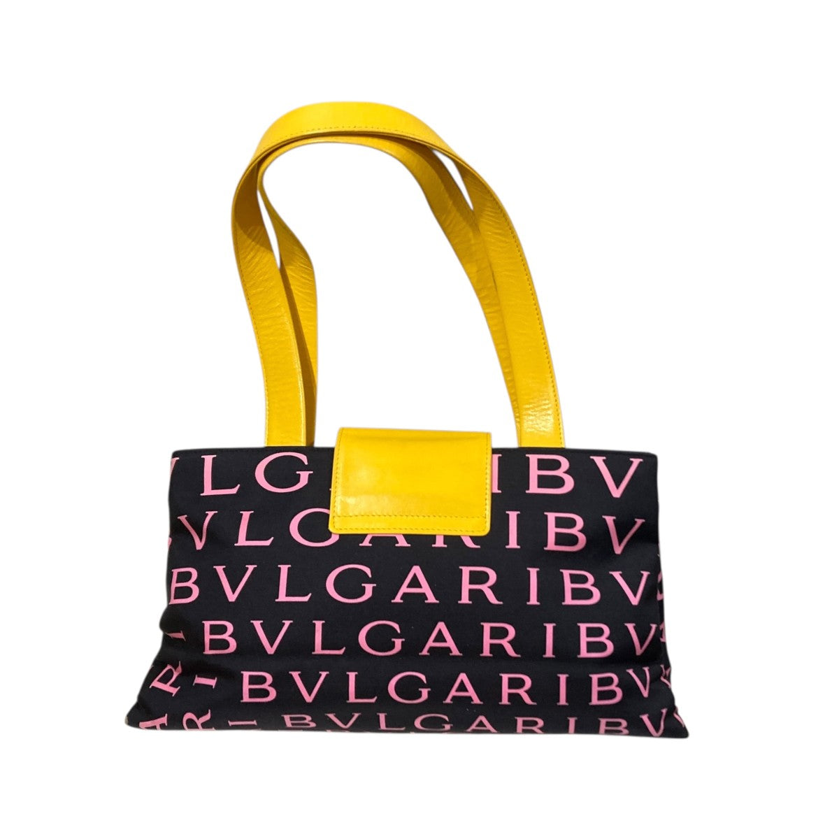 BVLGARI(ブルガリ) ロゴマニアトートバッグ イエロー×ネイビー｜【公式