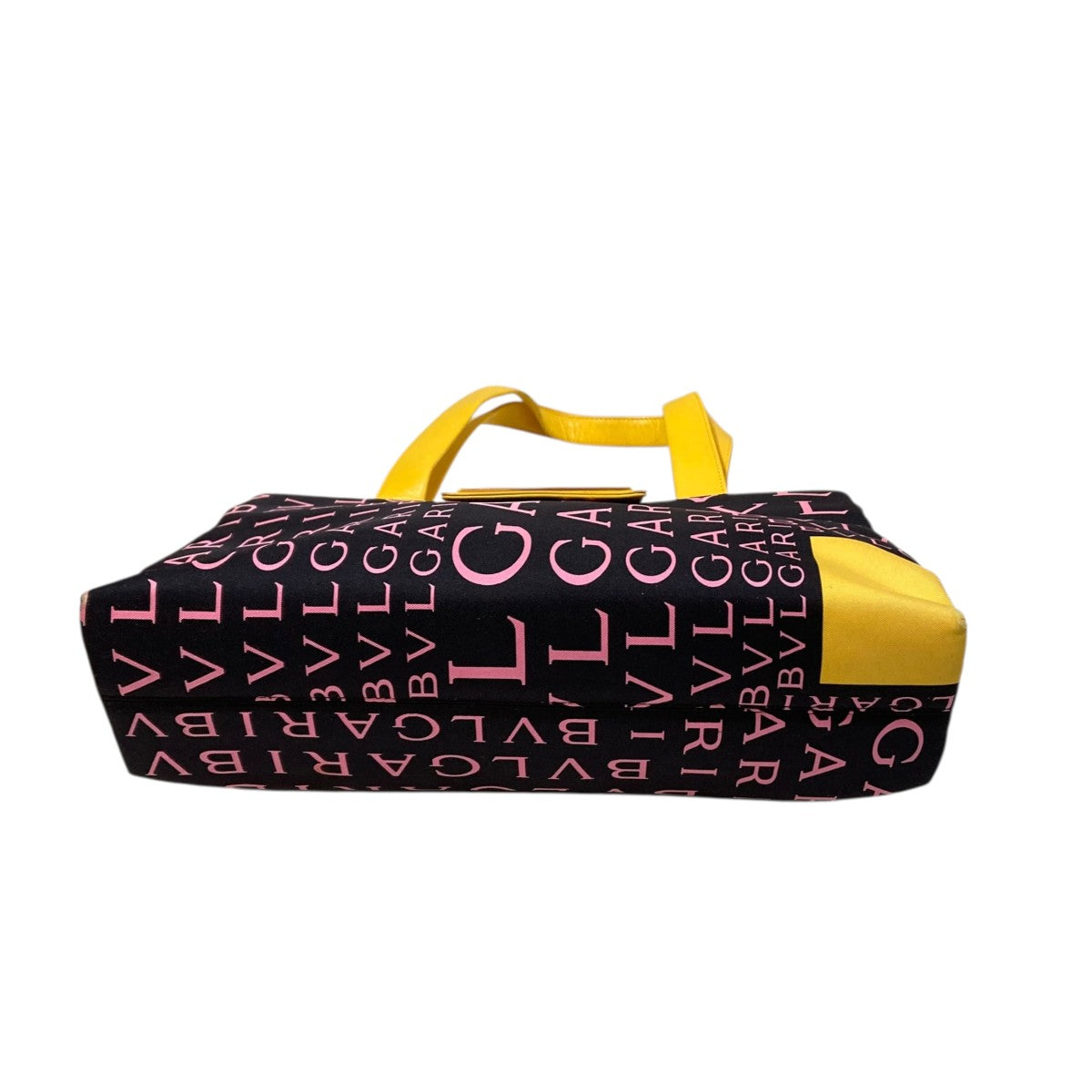 BVLGARI(ブルガリ) ロゴマニアトートバッグ イエロー×ネイビー｜【公式