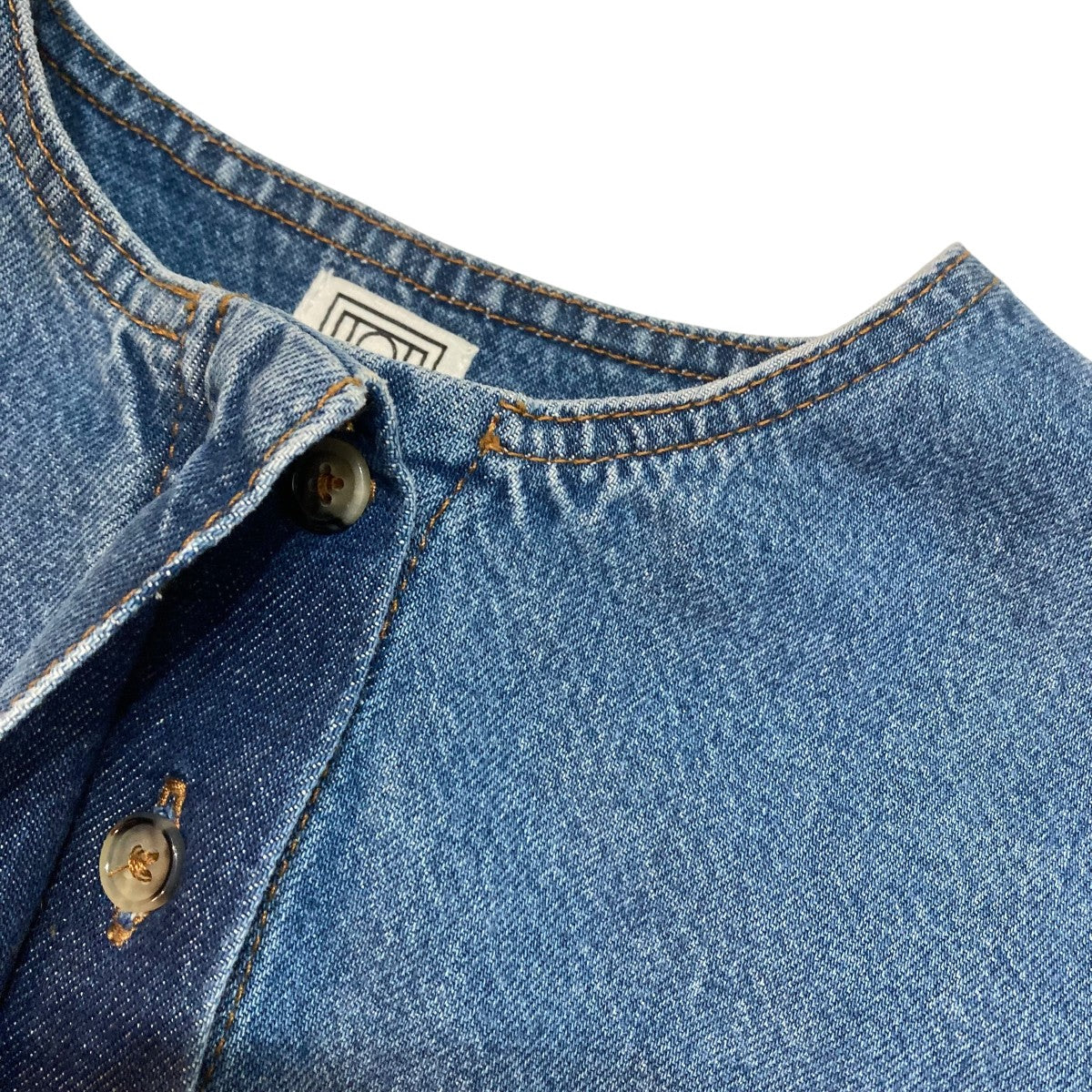 toteme COLLARLESS DENIM SHIRTデニムプルオーバーシャツ242-WRT1746-FB0045 古着・中古-4枚目のアイテム画像